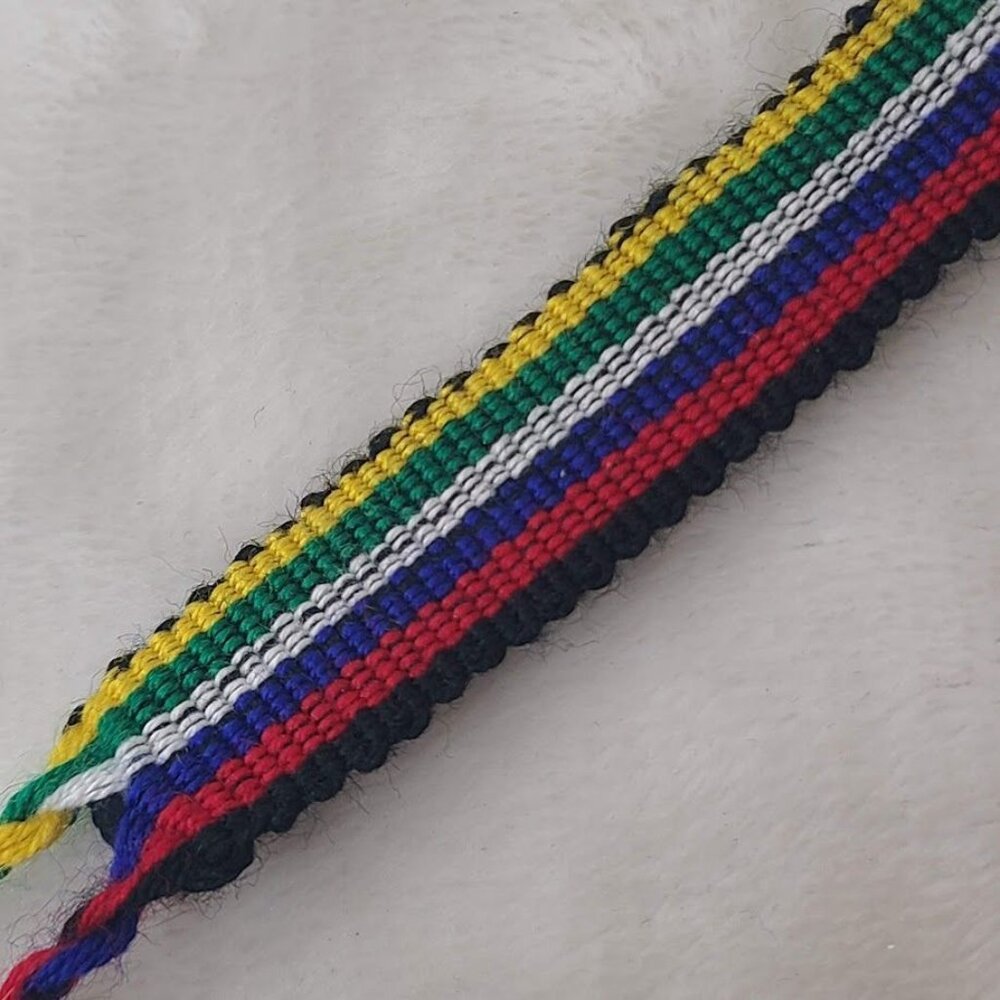 Hand Woven Braided Friendship Bracelet Black Red Blue White Green Yellow - Picture 5 of 12